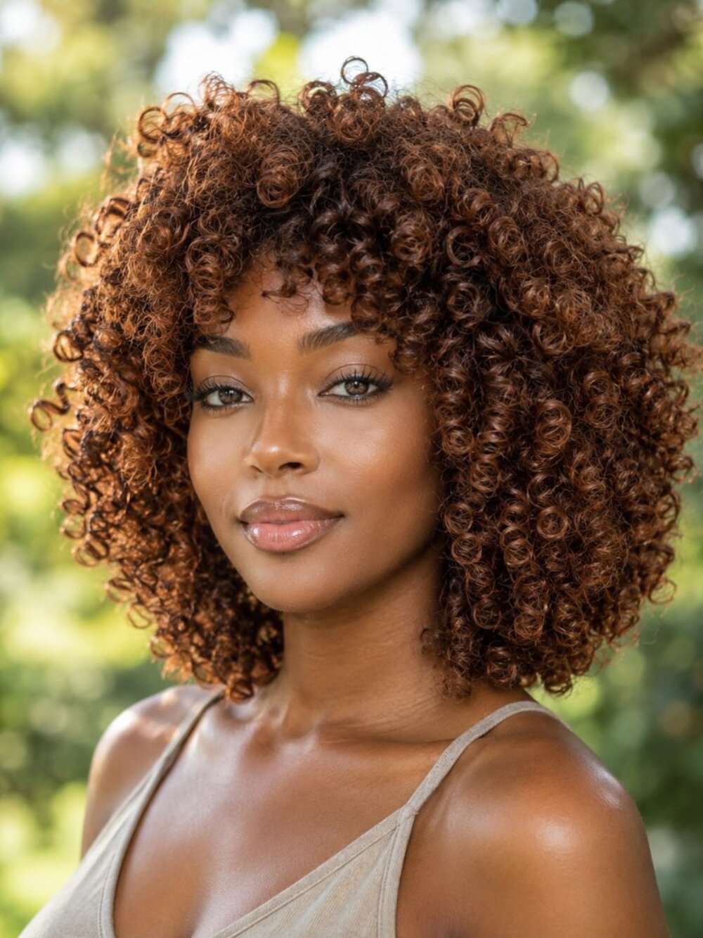 Wig, curly Kinky bouncy ombre brown ...New Wiger Afro wig ~ Human Hair for women